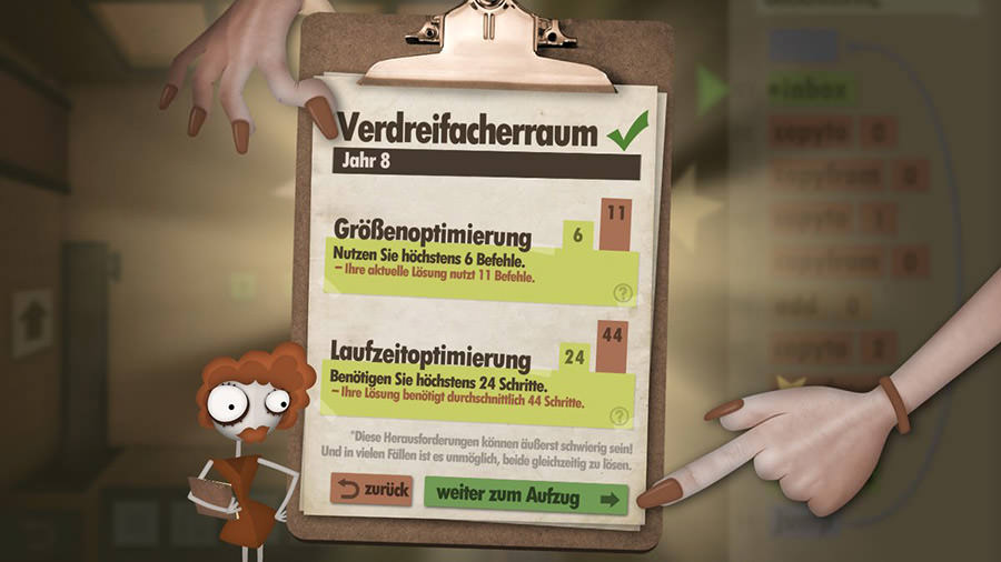 Human Resource Machine - Aufgabe auf Klembrett